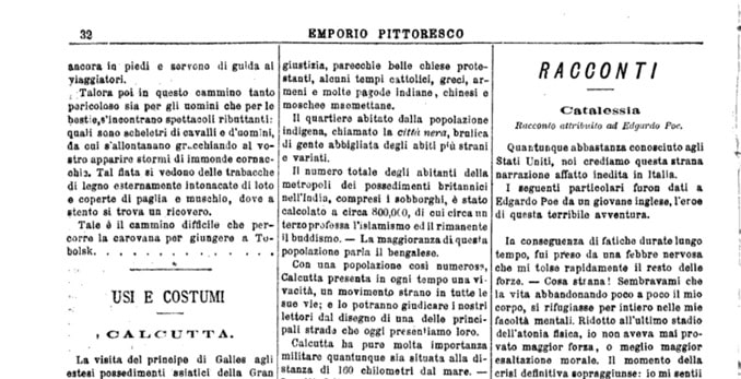 Il racconto Catalessia nella rivista